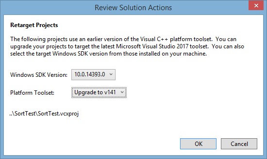 Review Solution Actions Window