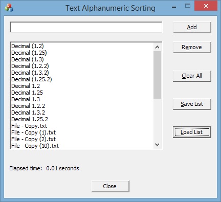 Text Alphanumeric Sorting program